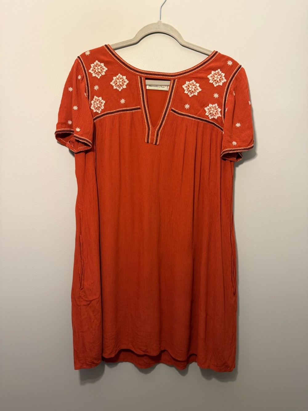 Abercrombie & Fitch Rust Orange Embroidered Mini Dress